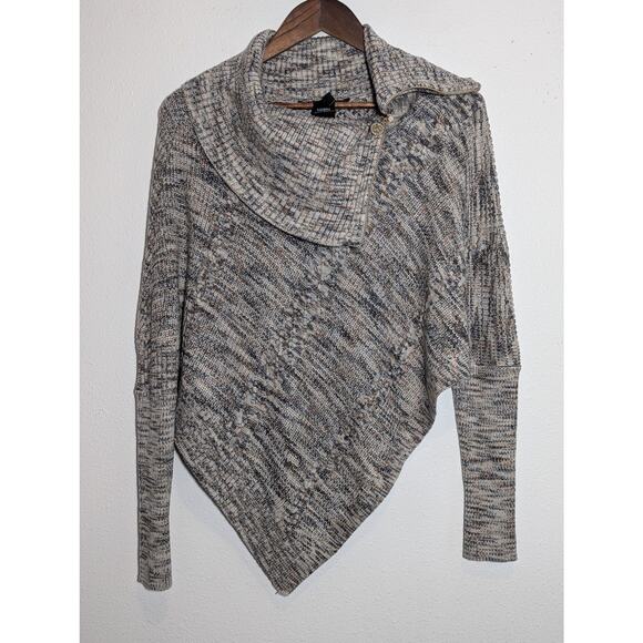 White House Black Market Sweaters - White House Black Market BOHO Zip Neck Marled Poncho Size XS/S